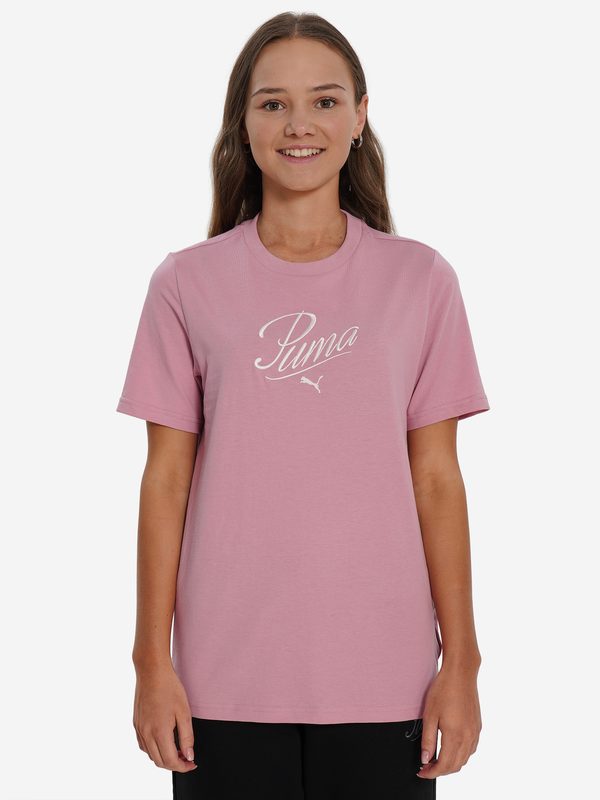 Футболка для девочек PUMA Script, Розовый 2