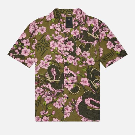 Мужская рубашка maharishi Sakura Camp Collar, цвет оливковый