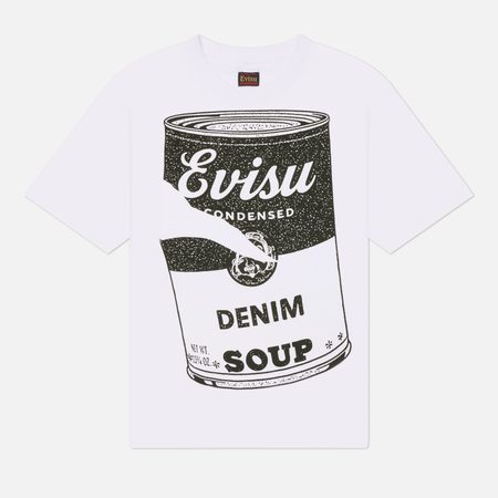 Мужская футболка Evisu Vintage Denim Soup, цвет белый