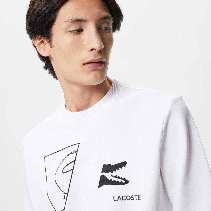 Мужской хлопковый свитшот Lacoste с круглым вырезом и принтом 3