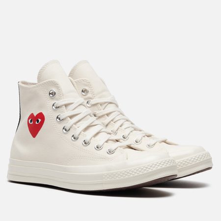 Кеды Converse x Comme des Garcons Play Chuck 70 Single Heart Hi, цвет бежевый