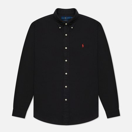 Мужская рубашка Polo Ralph Lauren Garment Dyed Oxford, цвет чёрный