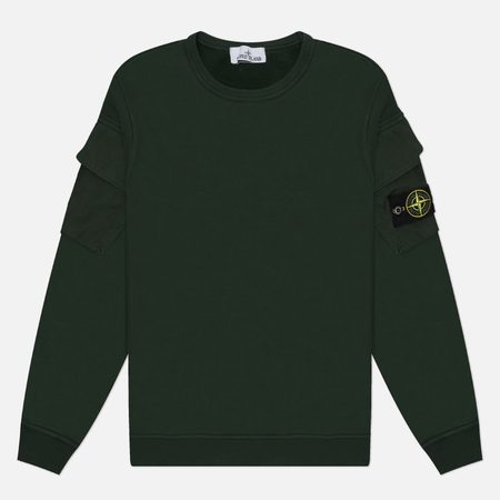 Мужская толстовка Stone Island Brushed Organic Cotton Fleece Pocket Sleeve Regular, цвет зелёный