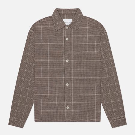 Мужская рубашка MKI MIYUKI ZOKU Seersucker Check Box Dress, цвет коричневый