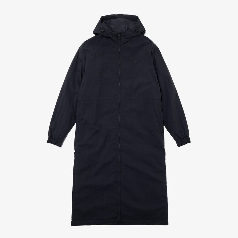Женская длинная парка Lacoste с капюшоном и боковым клапаном на пуговицах 4