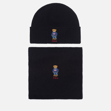 Подарочный набор Polo Ralph Lauren Flag Bear Beanie & Scarf Gift Box, цвет чёрный