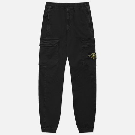 Мужские брюки Stone Island Stretch Organic Broken Twill Cotton Old Effect Regular Tapered, цвет чёрный