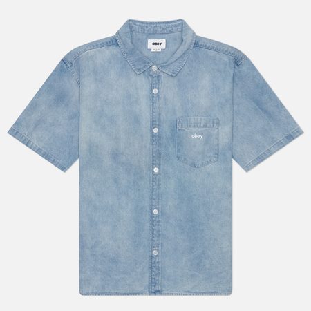 Мужская рубашка OBEY Owens Denim, цвет голубой