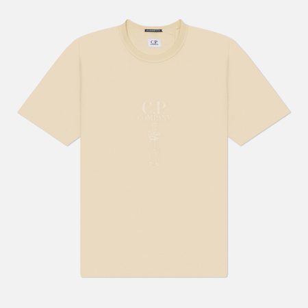Мужская футболка C.P. Company Mercerized Jersey 30/2 Twisted Logo, цвет бежевый