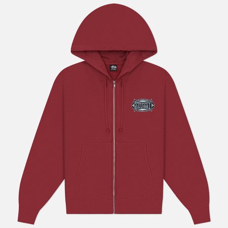 Мужская толстовка Stussy Champion Oval Zip Hoodie, цвет бордовый
