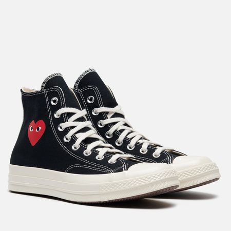 Мужские кеды Converse x Comme des Garcons Play Chuck 70 Single Heart Hi, цвет чёрный