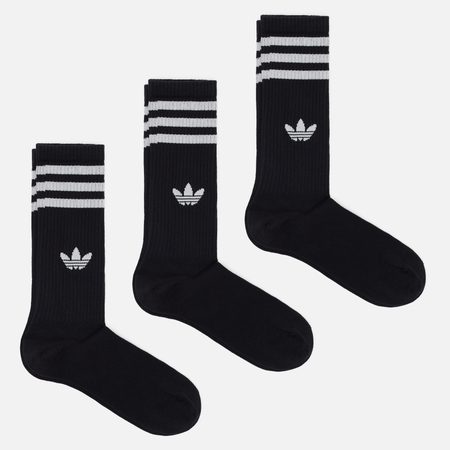Комплект носков adidas Originals 3-Stripes High Crew 3-Pack, цвет чёрный