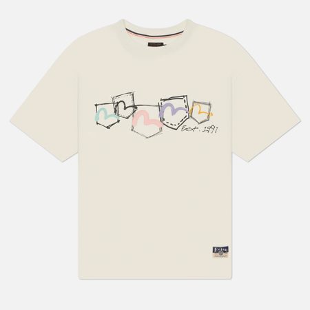 Мужская футболка Evisu Heritage Hand-Drawn Multi-Pocket Printed, цвет белый