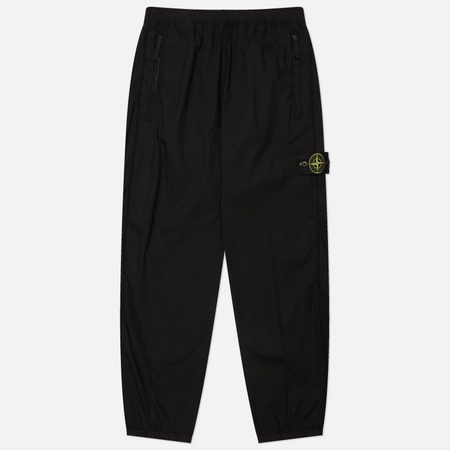 Мужские брюки Stone Island Stretch Cotton Tela Paracadute Loose Jogger, цвет чёрный