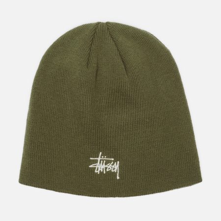 Шапка Stussy Basic Stussy Skullcap, цвет оливковый