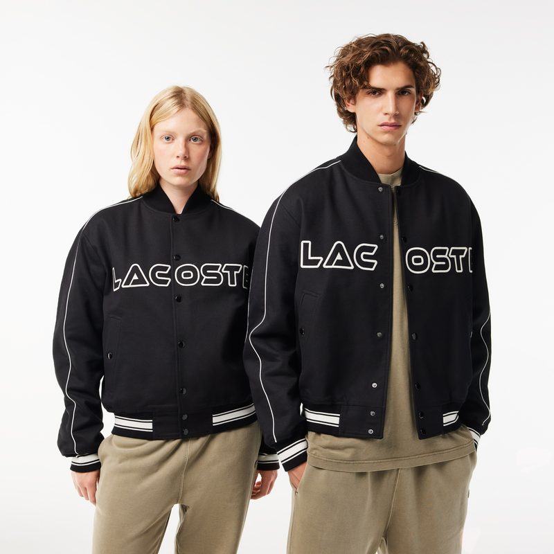 Куртка-бомбер из хлопкового твила Lacoste унисекс с вышивкой