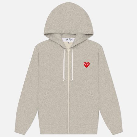 Мужская толстовка Comme des Garcons Play Red Heart Full Zip Hoodie, цвет серый