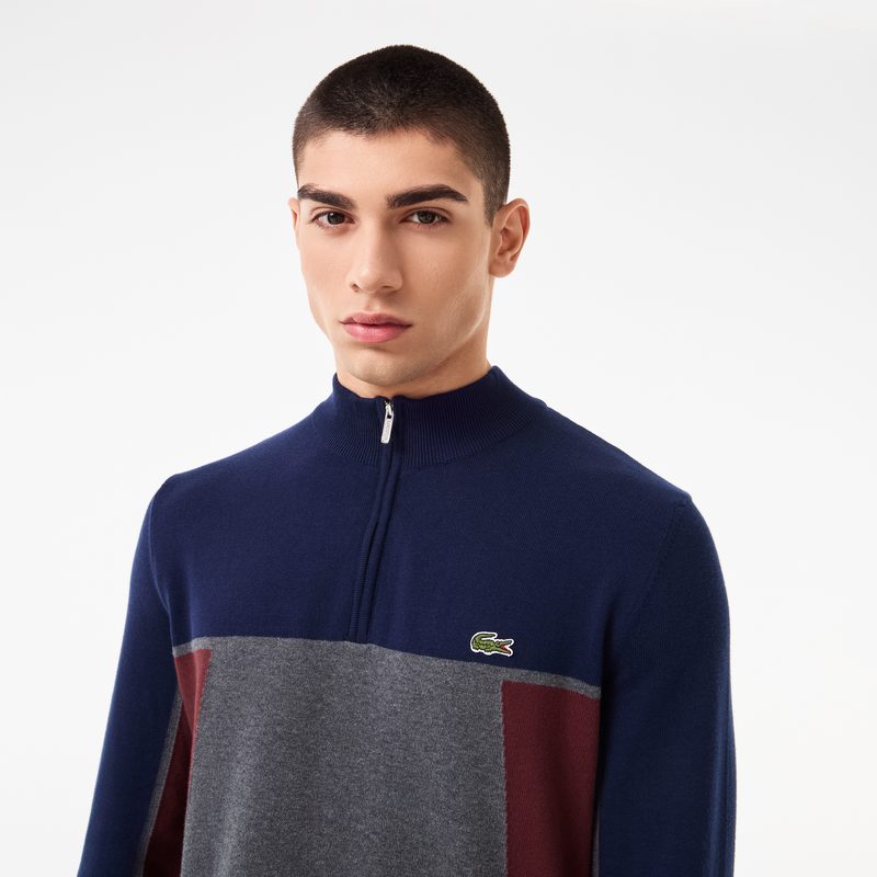 Мужской хлопковый свитер Lacoste на молнии с высоким воротом 3