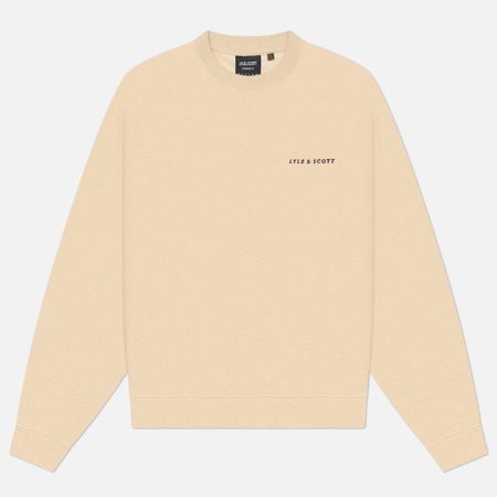 Мужская толстовка Lyle & Scott Script Heavyweight Loopback Crew Neck, цвет бежевый