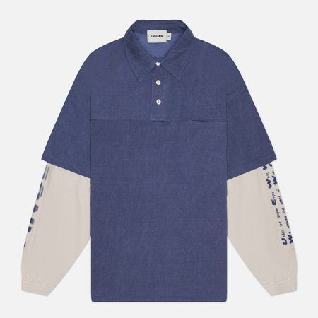 Мужской лонгслив Anglan Typo Print Layered Rugby, цвет синий