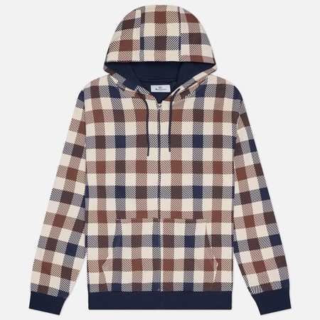 Мужская толстовка Aquascutum Iconic Full-Zip Fleece Hoodie, цвет бежевый
