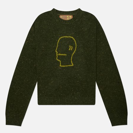 Мужской свитер Brain Dead Logohead Alpaca Crewneck, цвет зелёный