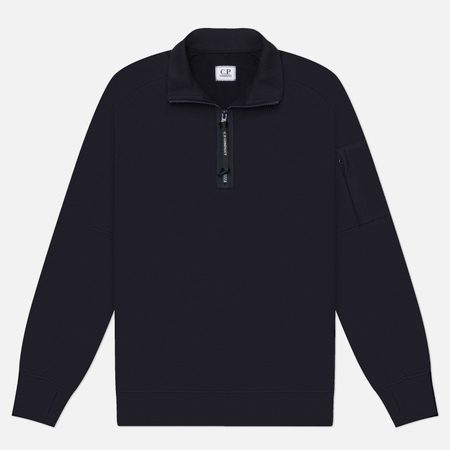 Мужская толстовка C.P. Company Diagonal Raised Fleece Half Zip Lens Regular, цвет синий