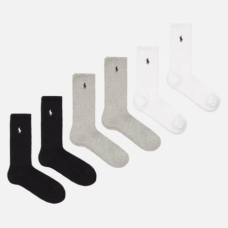 Комплект носков Polo Ralph Lauren Cotton-Blend Crew 6-Pack, цвет комбинированный