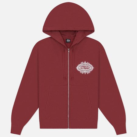 Мужская толстовка Stussy Mantra Zip Hoodie, цвет бордовый