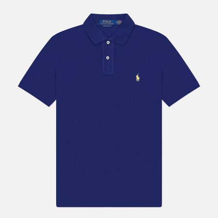 Мужское поло Polo Ralph Lauren The Iconic Basic Mesh Custom Slim Fit, цвет синий