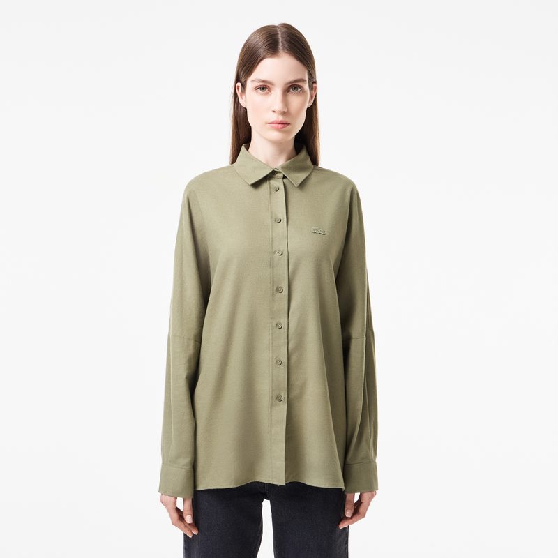 Женская хлопковая рубашка Lacoste свободного кроя