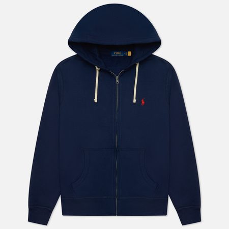 Мужская толстовка Polo Ralph Lauren Embroidered Polo Pony Full Zip Hoodie, цвет синий
