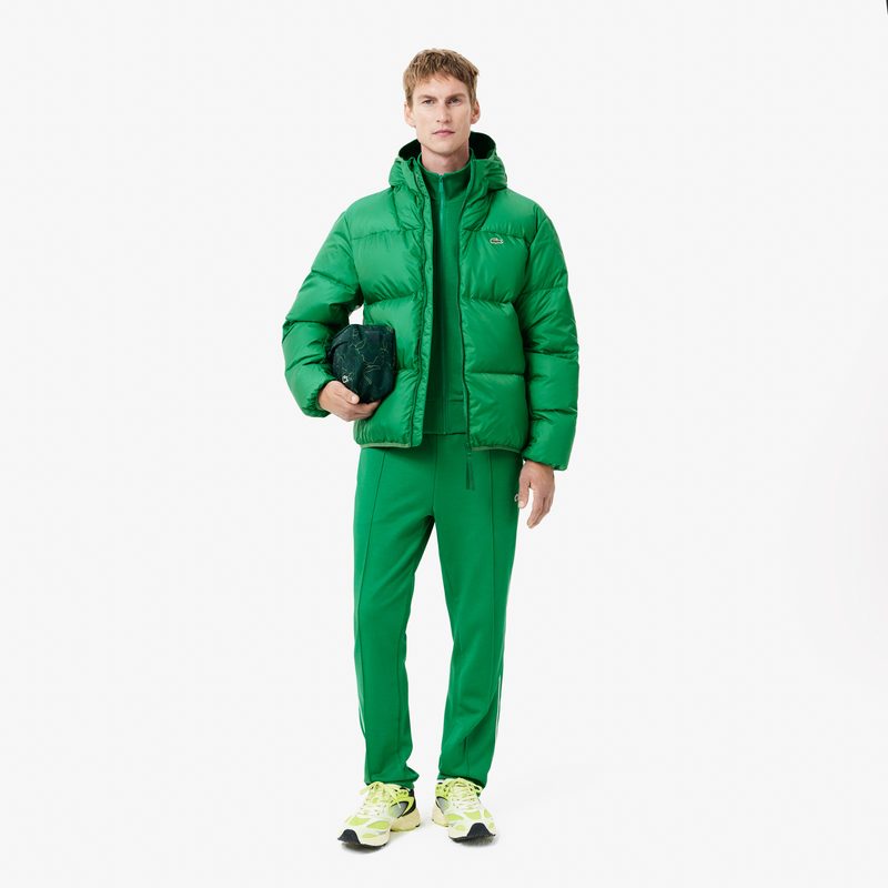 Мужской короткий влагоотталкивающий и ветроустойчивый пуховик Lacoste с капюшоном 4