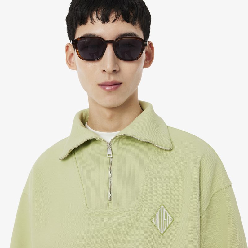 Мужская хлопковая толстовка Lacoste с высоким воротом и застежкой-молнией 3