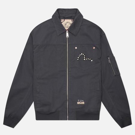 Мужская куртка бомбер Evisu Heritage Zip-Up Metal Studs, цвет серый