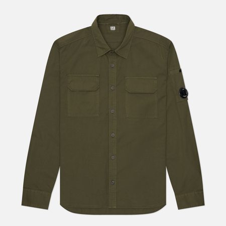 Мужская рубашка C.P. Company Organic Gabardine Lens Regular, цвет оливковый