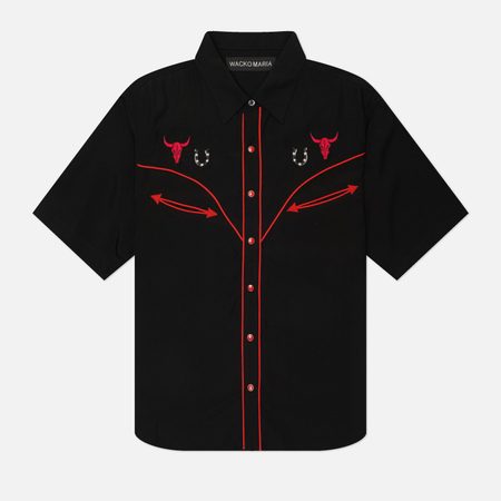 Мужская рубашка WACKO MARIA Western S/S Type 5, цвет чёрный