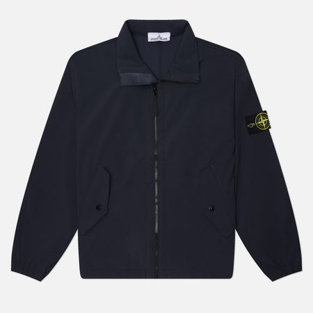 Мужская куртка ветровка Stone Island Light Soft Shell-R E.Dye Stand Collar, цвет синий