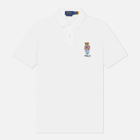 Мужское поло Polo Ralph Lauren Polo Bear Pique Custom Slim Fit, цвет белый