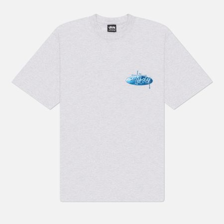 Мужская футболка Stussy Wave Oval, цвет серый