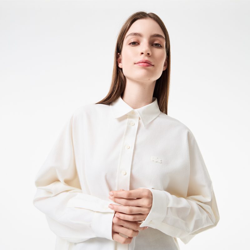 Женская хлопковая рубашка Lacoste свободного кроя 3
