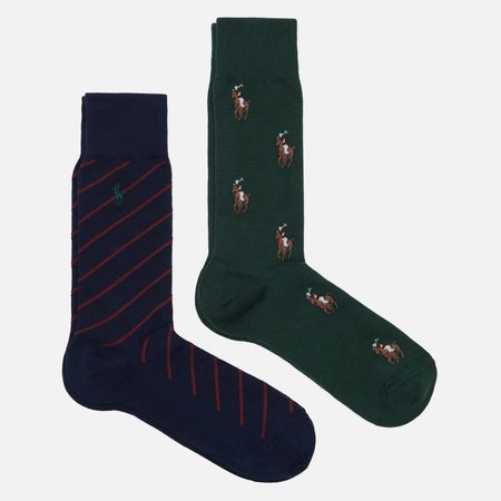 Комплект носков Polo Ralph Lauren Signature Pony & Striped 2-Pack, цвет комбинированный