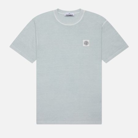 Мужская футболка Stone Island Fissato Compass Patch Logo, цвет голубой