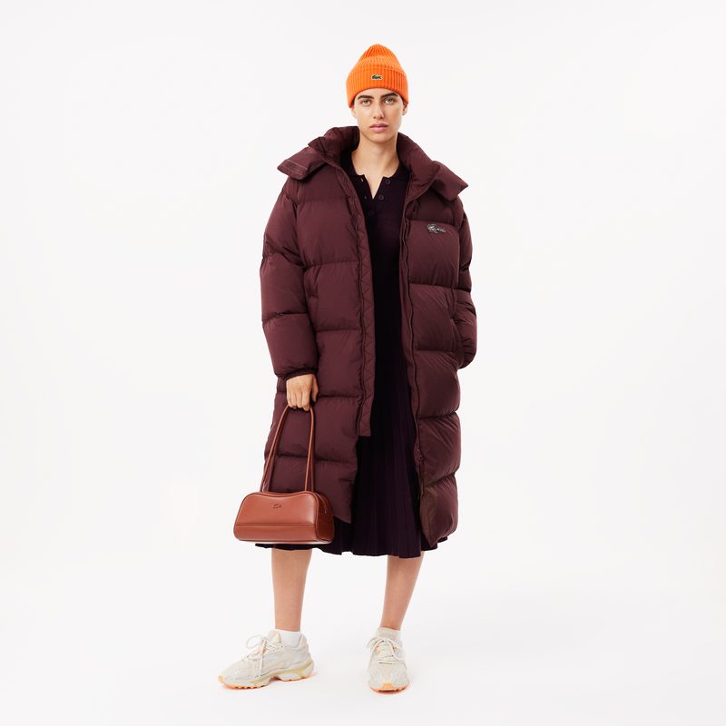 Женский длинный пуховик Lacoste с капюшоном 4