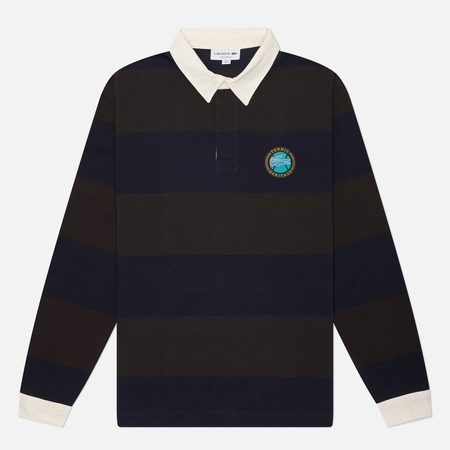 Мужской лонгслив Lacoste Relaxed Fit Striped Rugby, цвет синий