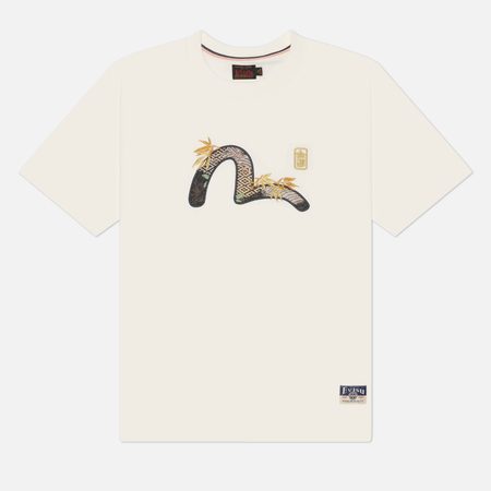 Мужская футболка Evisu Heritage Brocade Seagull Applique, цвет бежевый