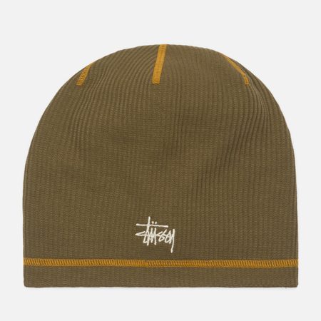 Шапка Stussy Skullcap Waffle, цвет оливковый
