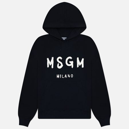 Мужская толстовка MSGM MSGM Brush Stroke Logo Print Hoodie, цвет чёрный