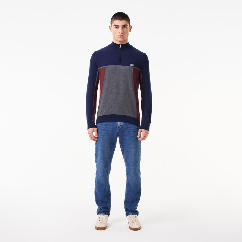Мужской хлопковый свитер Lacoste на молнии с высоким воротом 4