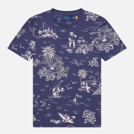 Мужская футболка Polo Ralph Lauren Custom Slim Fit Polo Bear, цвет синий